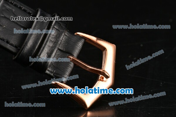 Patek Philippe Calatrava Miyota Quartz Rose Gold Case with Stick Markers and Black Dial - Click Image to Close